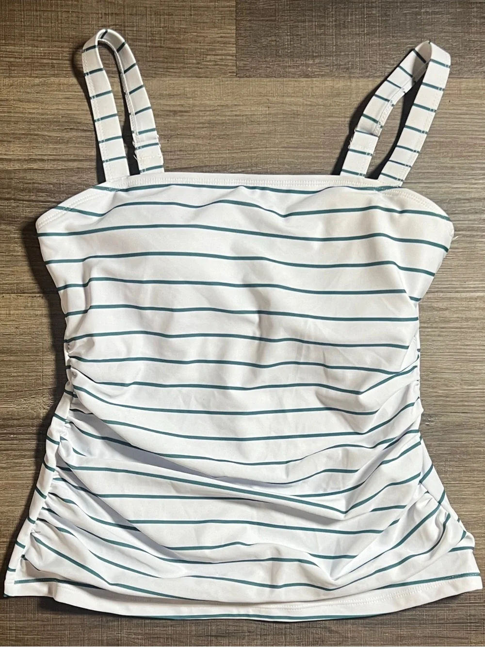 Women’s Green & White Tankini With Shorts Two Piece Swim Set
